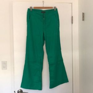 Anthropology Level 99 green linen flare pants 28